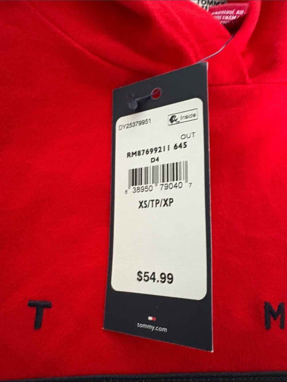 NWT Tommy Hilfiger Vibrant Red Pullover Hoodie with Tag - Picture 2 of 4